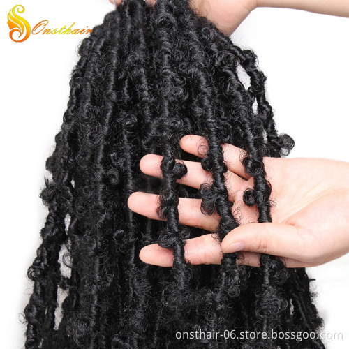 12inch 24inch Distressed Nu Locs Crochet Hair Butterfly Bob Faux Locs Crochet Braids Hair Black Messy Soft butterfly locs